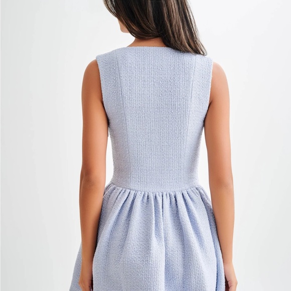 MESHKI Jennifer Boucle Mini Dress - Sky Blue - Picture 4 of 7